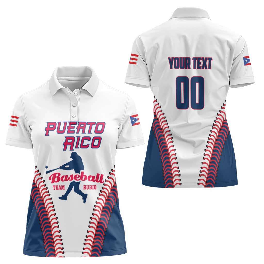 Custom Baseball Puerto Rico 2025 Women Polo Shirt Team Rubio Retro Style