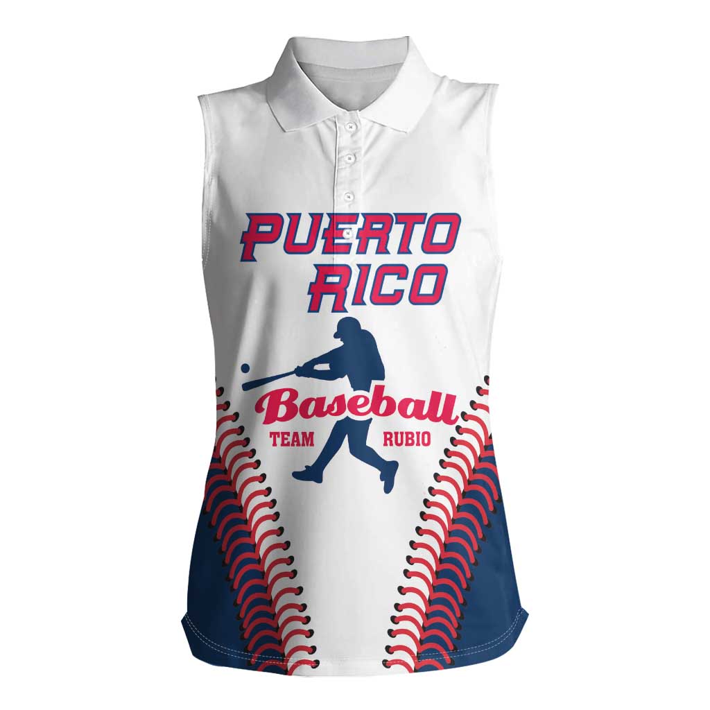 Custom Baseball Puerto Rico 2025 Women Sleeveless Polo Shirt Team Rubio Retro Style