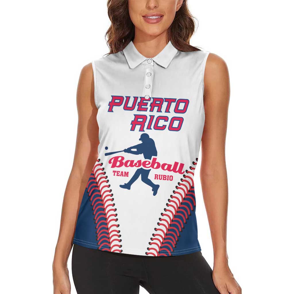 Custom Baseball Puerto Rico 2025 Women Sleeveless Polo Shirt Team Rubio Retro Style