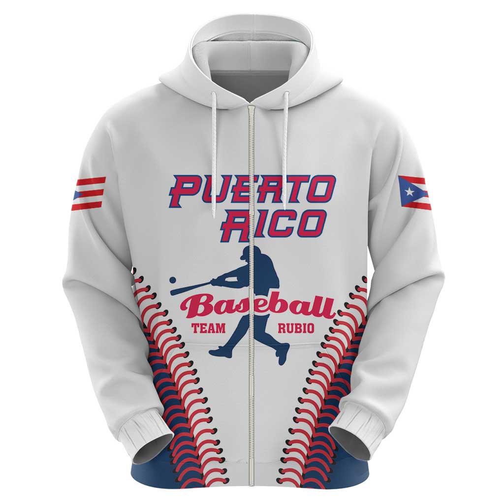 Custom Baseball Puerto Rico 2025 Zip Hoodie Team Rubio Retro Style