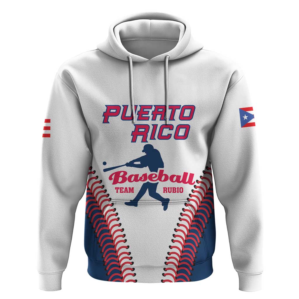 Custom Baseball Puerto Rico 2025 Zip Hoodie Team Rubio Retro Style