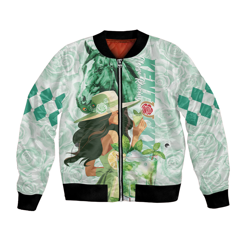 Kentucky Horse Racing Bomber Jacket Fancy Lady With Derby Mint Julep Cocktail - Wonder Print Shop