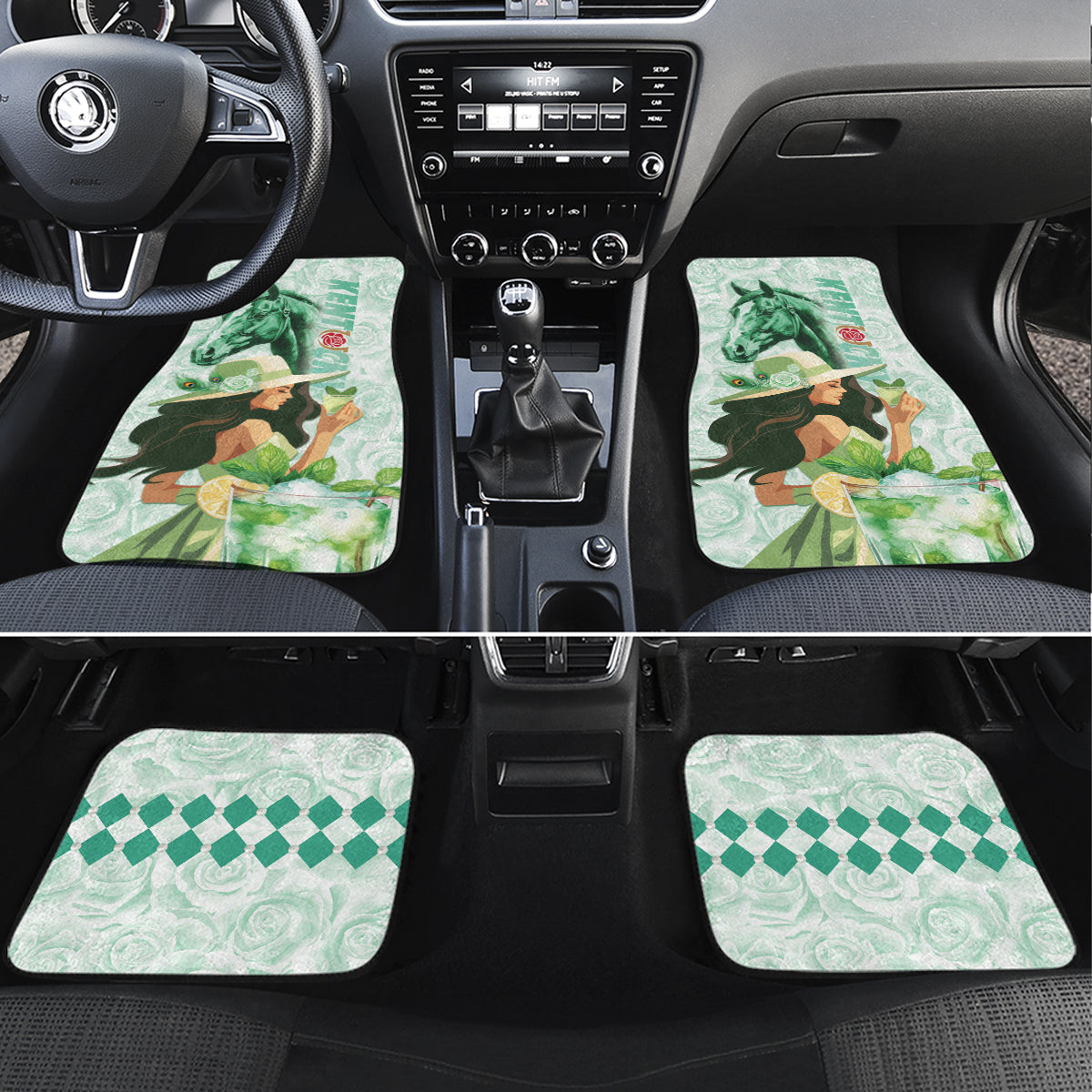 Kentucky Horse Racing Car Mats Fancy Lady With Derby Mint Julep Cocktail - Wonder Print Shop