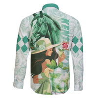 Kentucky Horse Racing Family Matching Long Sleeve Bodycon Dress and Hawaiian Shirt Fancy Lady With Derby Mint Julep Cocktail - Wonder Print Shop