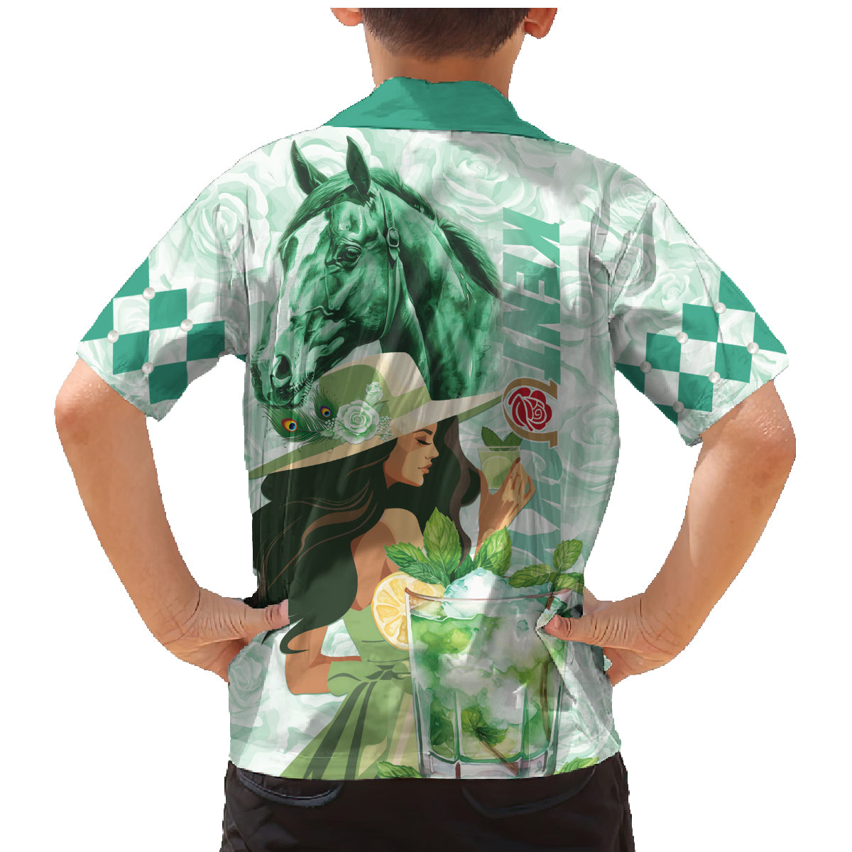 Kentucky Horse Racing Family Matching Mermaid Dress and Hawaiian Shirt Fancy Lady With Derby Mint Julep Cocktail - Wonder Print Shop