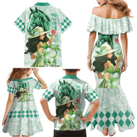 Kentucky Horse Racing Family Matching Mermaid Dress and Hawaiian Shirt Fancy Lady With Derby Mint Julep Cocktail - Wonder Print Shop
