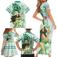 Kentucky Horse Racing Family Matching Short Sleeve Bodycon Dress and Hawaiian Shirt Fancy Lady With Derby Mint Julep Cocktail - Wonder Print Shop