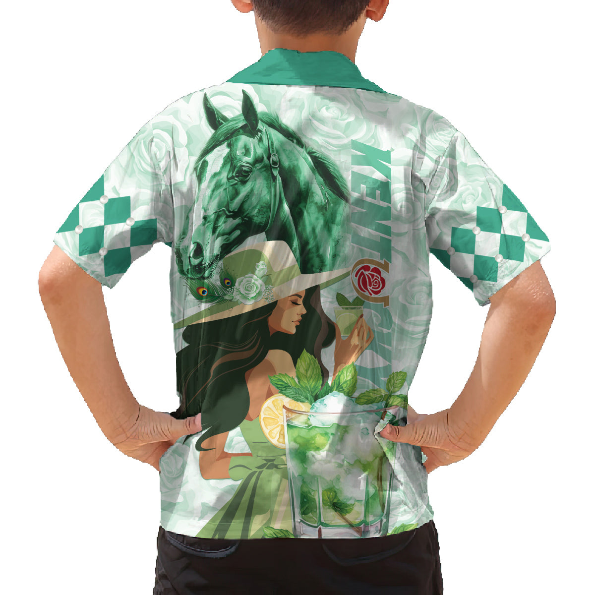 Kentucky Horse Racing Family Matching Tank Maxi Dress and Hawaiian Shirt Fancy Lady With Derby Mint Julep Cocktail - Wonder Print Shop