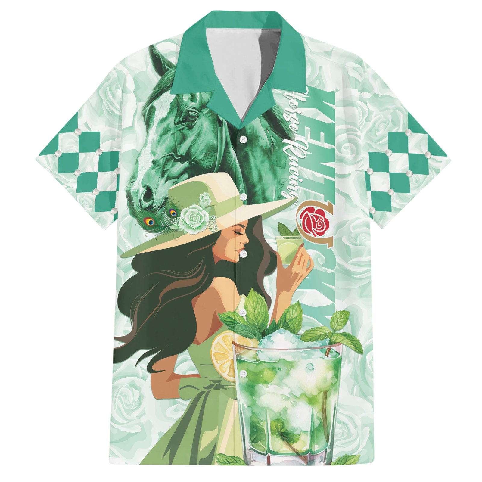 Kentucky Horse Racing Hawaiian Shirt Fancy Lady With Derby Mint Julep Cocktail - Wonder Print Shop
