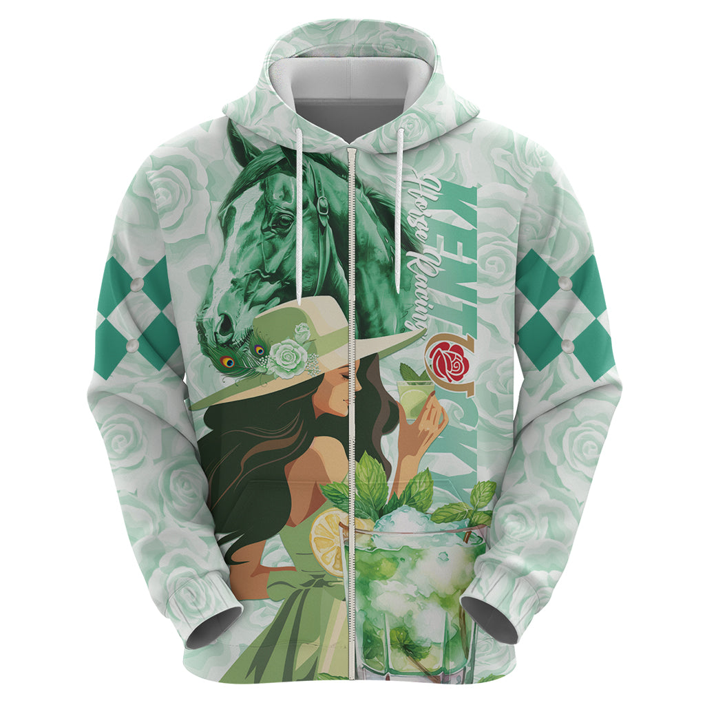 Kentucky Horse Racing Hoodie Fancy Lady With Derby Mint Julep Cocktail - Wonder Print Shop