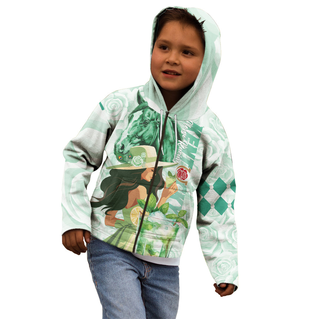 Kentucky Horse Racing Kid Hoodie Fancy Lady With Derby Mint Julep Cocktail - Wonder Print Shop
