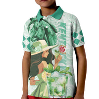 Kentucky Horse Racing Kid Polo Shirt Fancy Lady With Derby Mint Julep Cocktail - Wonder Print Shop