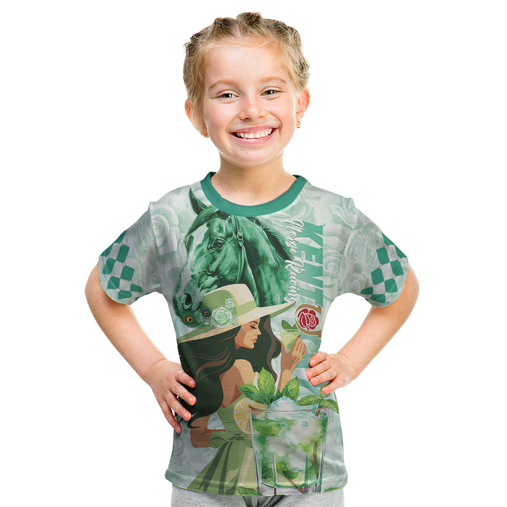 Kentucky Horse Racing Kid T Shirt Fancy Lady With Derby Mint Julep Cocktail - Wonder Print Shop