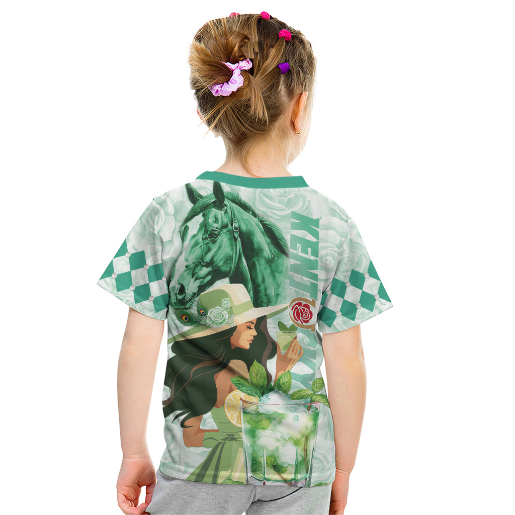 Kentucky Horse Racing Kid T Shirt Fancy Lady With Derby Mint Julep Cocktail - Wonder Print Shop