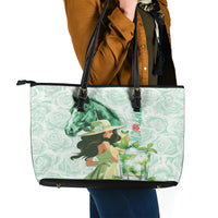 Kentucky Horse Racing Leather Tote Bag Fancy Lady With Derby Mint Julep Cocktail - Wonder Print Shop