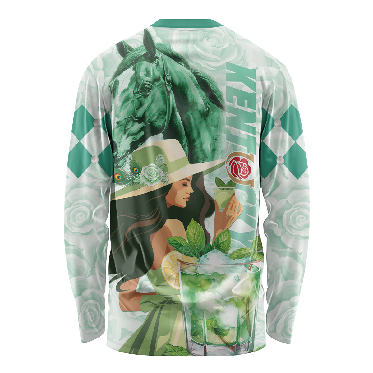 Kentucky Horse Racing Long Sleeve Shirt Fancy Lady With Derby Mint Julep Cocktail - Wonder Print Shop