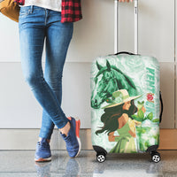 Kentucky Horse Racing Luggage Cover Fancy Lady With Derby Mint Julep Cocktail - Wonder Print Shop