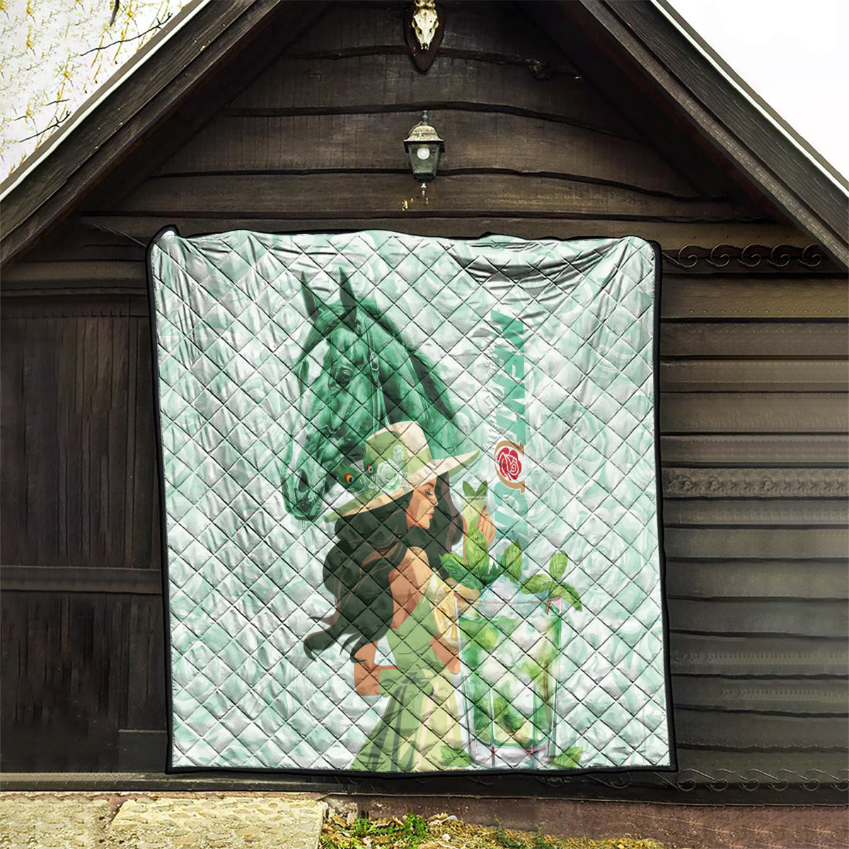 Kentucky Horse Racing Quilt Fancy Lady With Derby Mint Julep Cocktail - Wonder Print Shop
