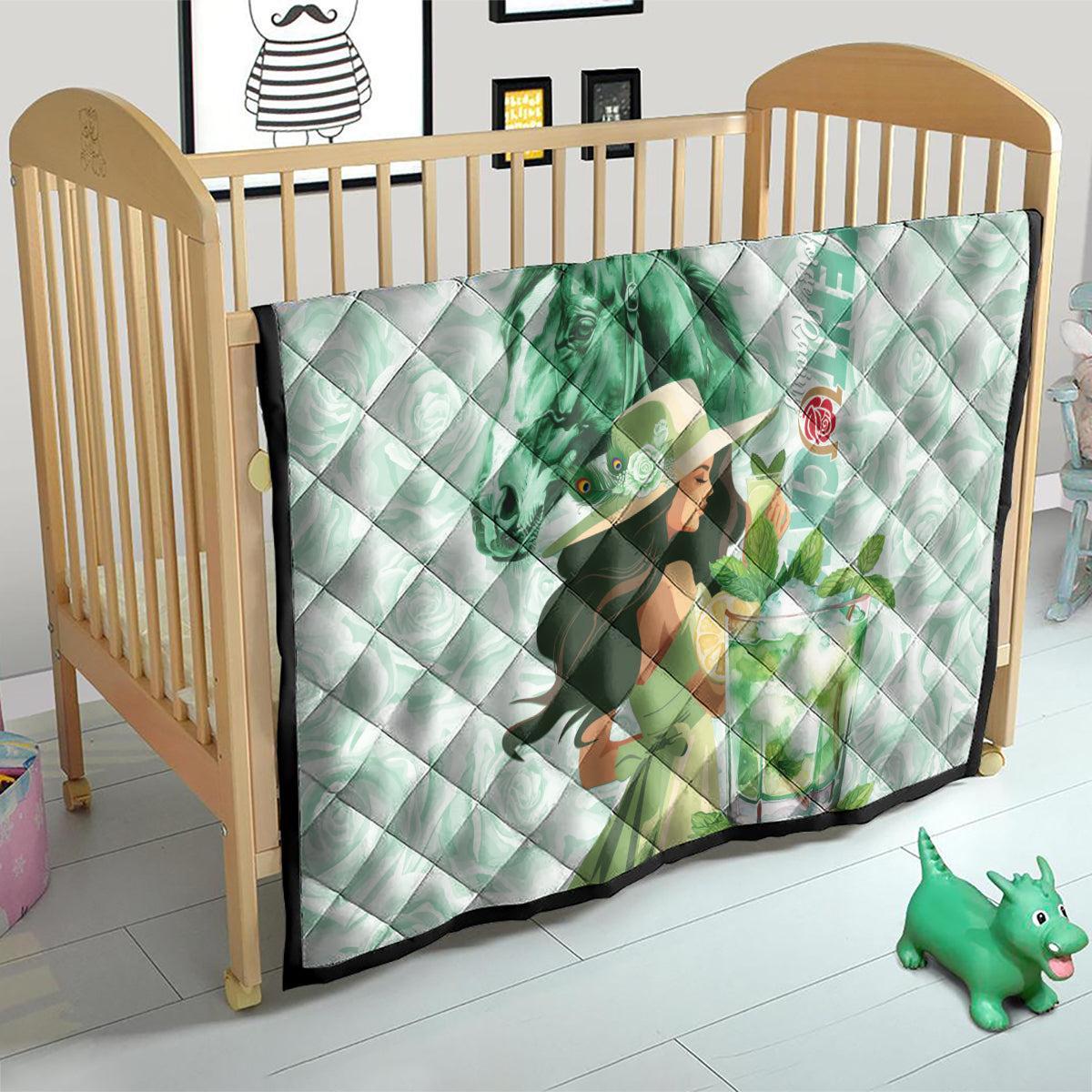 Kentucky Horse Racing Quilt Fancy Lady With Derby Mint Julep Cocktail - Wonder Print Shop