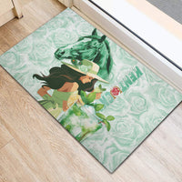 Kentucky Horse Racing Rubber Doormat Fancy Lady With Derby Mint Julep Cocktail - Wonder Print Shop