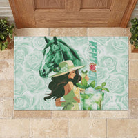 Kentucky Horse Racing Rubber Doormat Fancy Lady With Derby Mint Julep Cocktail - Wonder Print Shop
