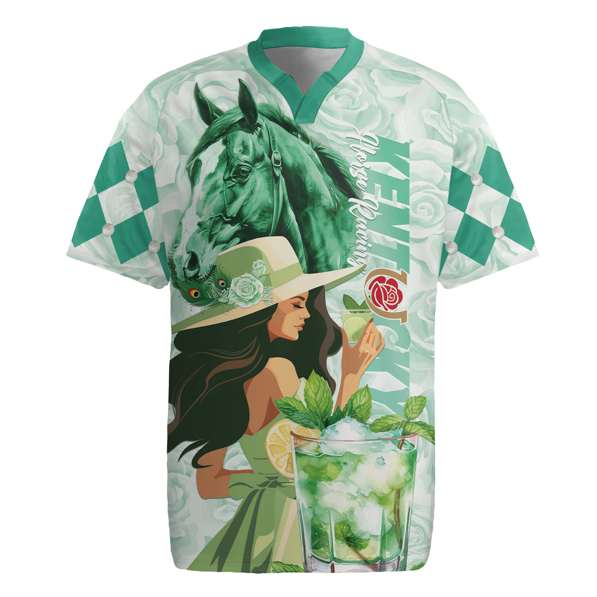 Kentucky Horse Racing Rugby Jersey Fancy Lady With Derby Mint Julep Cocktail - Wonder Print Shop