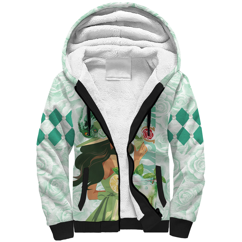 Kentucky Horse Racing Sherpa Hoodie Fancy Lady With Derby Mint Julep Cocktail - Wonder Print Shop