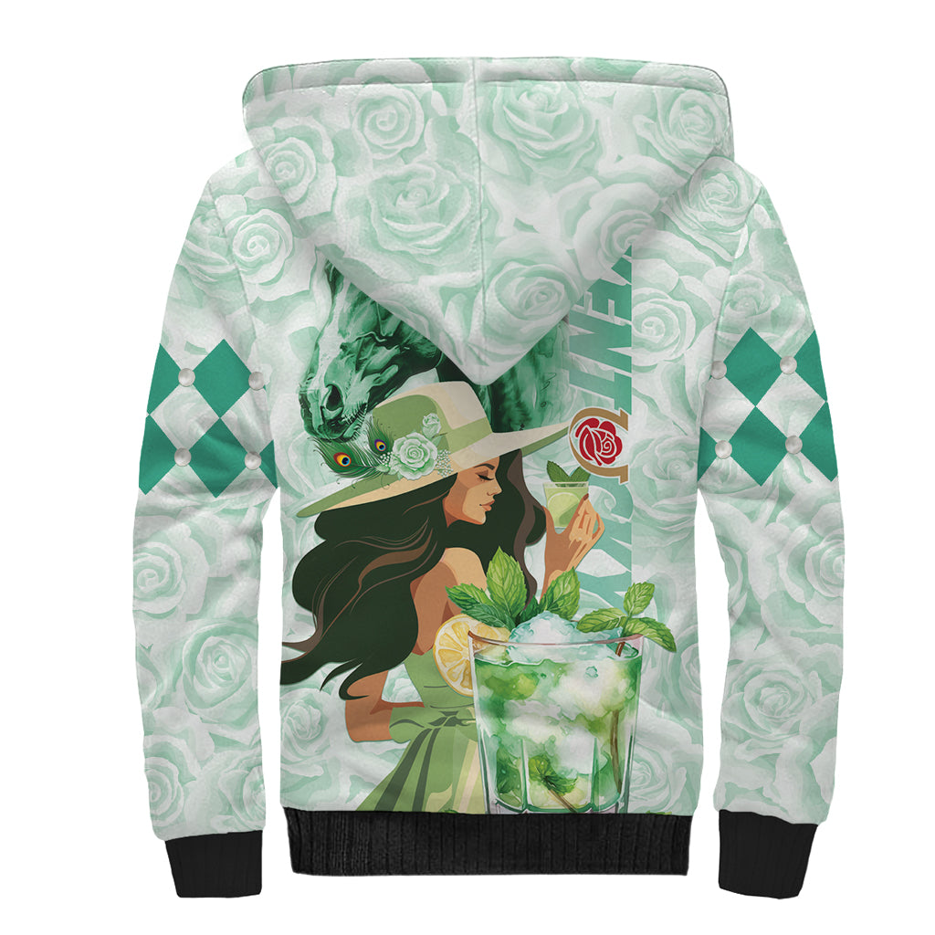 Kentucky Horse Racing Sherpa Hoodie Fancy Lady With Derby Mint Julep Cocktail - Wonder Print Shop