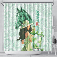 Kentucky Horse Racing Shower Curtain Fancy Lady With Derby Mint Julep Cocktail