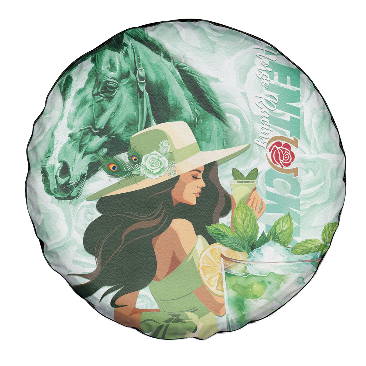 Kentucky Horse Racing Spare Tire Cover Fancy Lady With Derby Mint Julep Cocktail - Wonder Print Shop