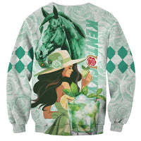 Kentucky Horse Racing Sweatshirt Fancy Lady With Derby Mint Julep Cocktail - Wonder Print Shop
