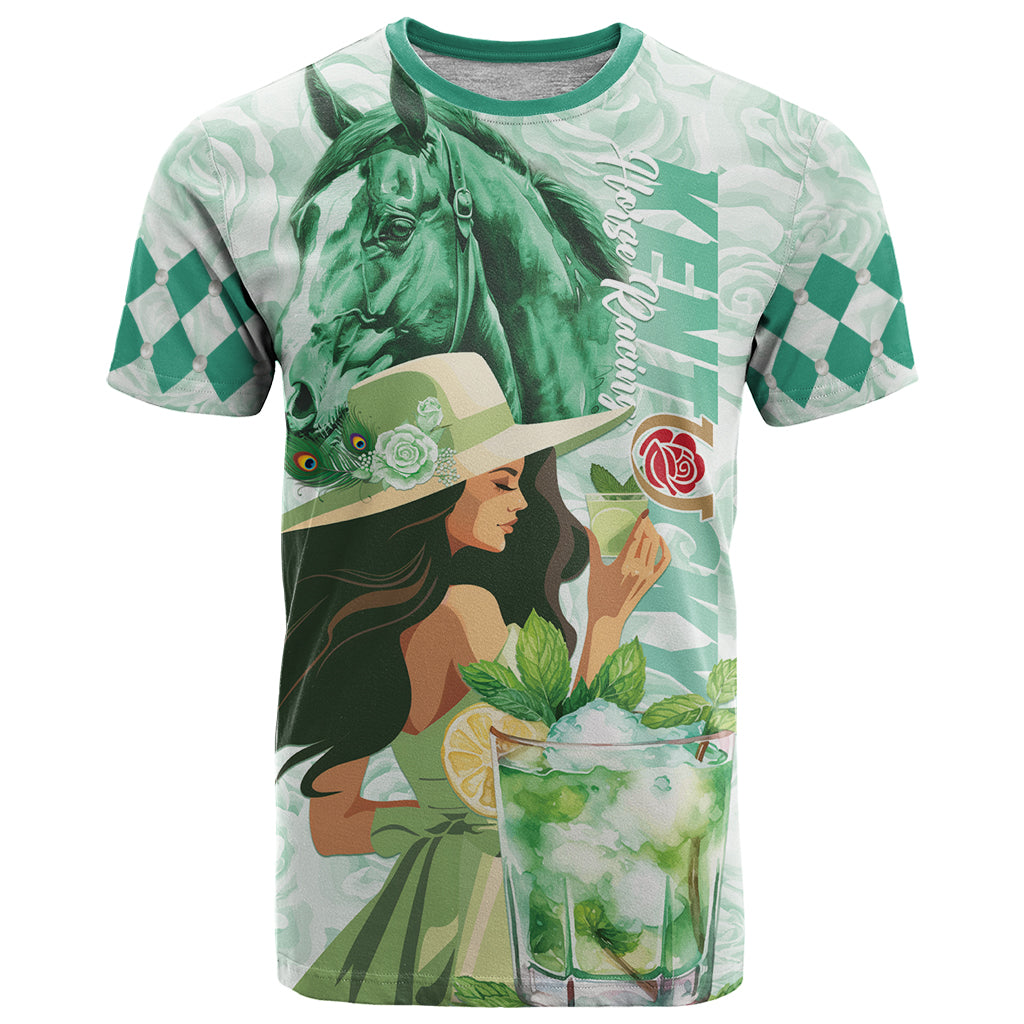 Kentucky Horse Racing T Shirt Fancy Lady With Derby Mint Julep Cocktail - Wonder Print Shop