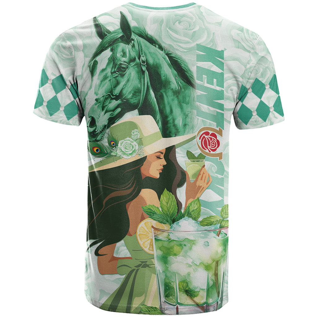 Kentucky Horse Racing T Shirt Fancy Lady With Derby Mint Julep Cocktail - Wonder Print Shop