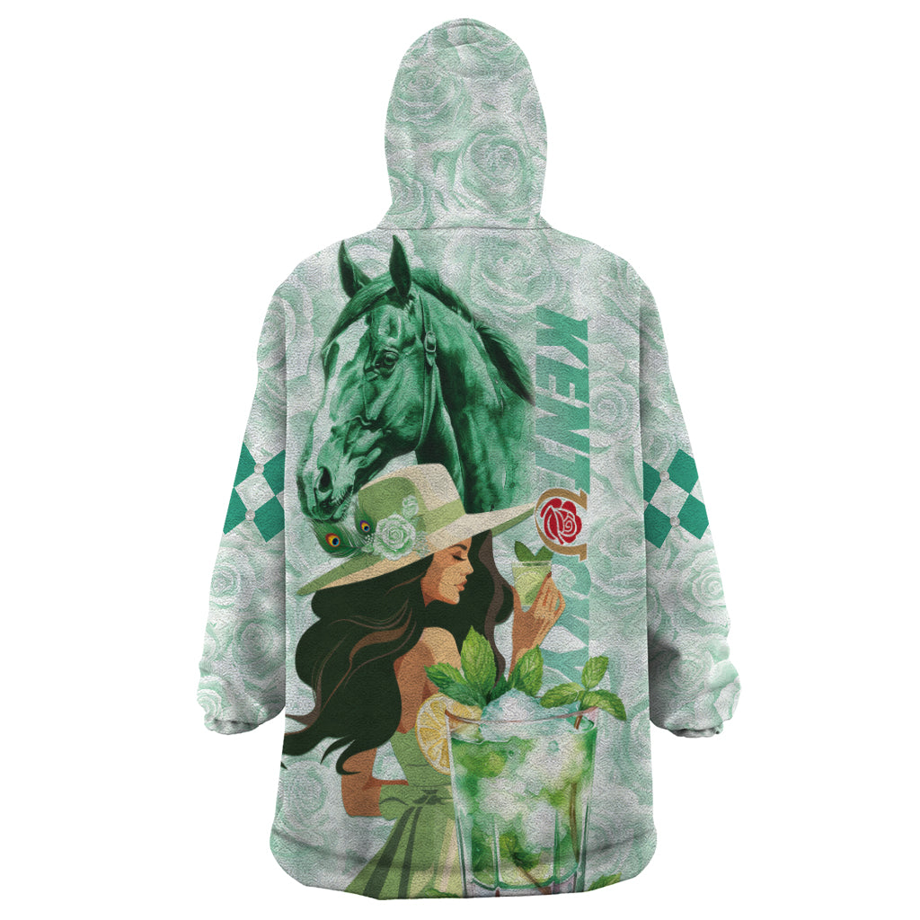 Kentucky Horse Racing Wearable Blanket Hoodie Fancy Lady With Derby Mint Julep Cocktail - Wonder Print Shop