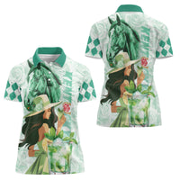 Kentucky Horse Racing Women Polo Shirt Fancy Lady With Derby Mint Julep Cocktail - Wonder Print Shop