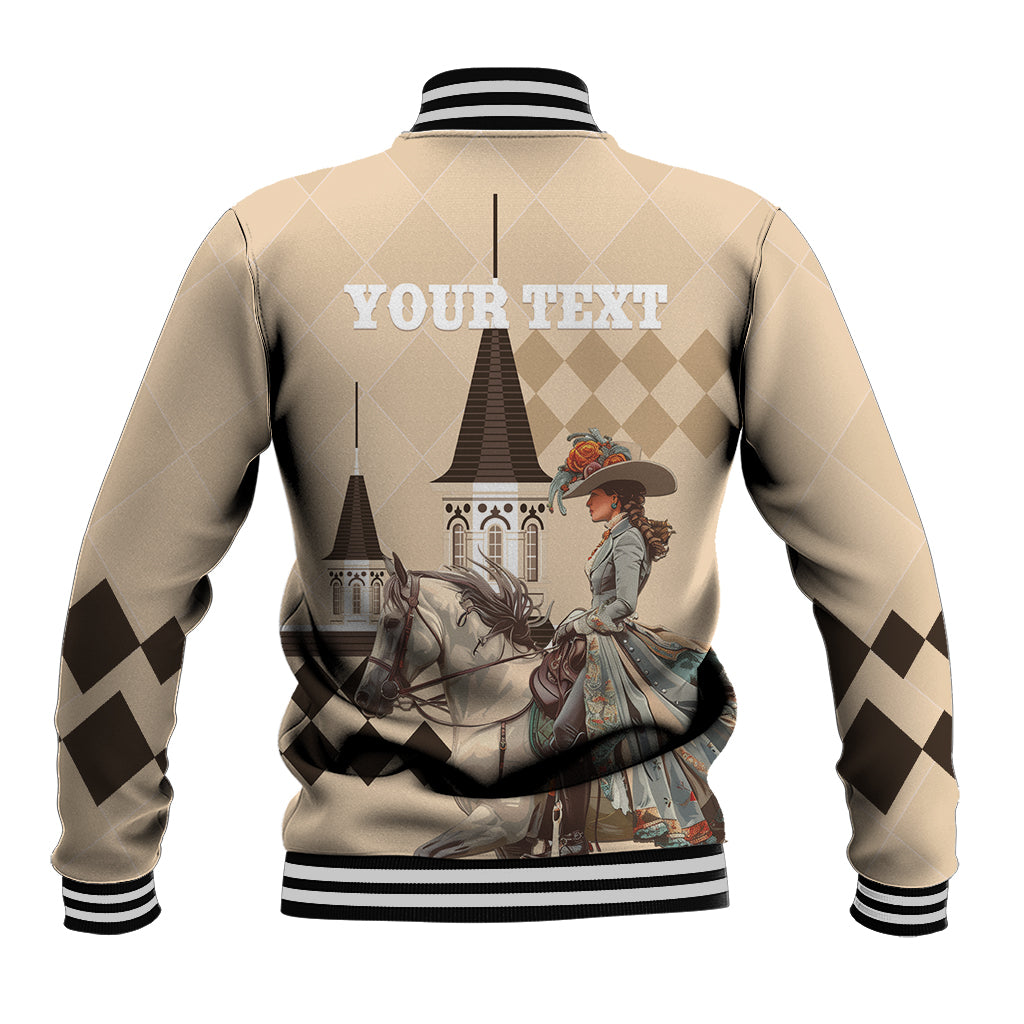 Personalized Kentucky Horse Racing Baseball Jacket Derby Lady Riding Horse Twin Spires - Wonder Print Shop