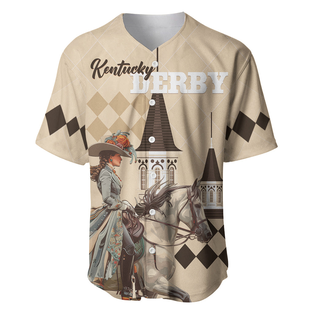 Personalized Kentucky Horse Racing Baseball Jersey Derby Lady Riding Horse Twin Spires - Wonder Print Shop