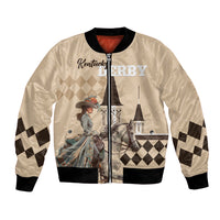 Personalized Kentucky Horse Racing Bomber Jacket Derby Lady Riding Horse Twin Spires - Wonder Print Shop