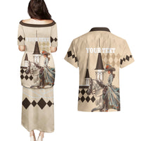Personalized Kentucky Horse Racing Couples Matching Puletasi and Hawaiian Shirt Derby Lady Riding Horse Twin Spires - Wonder Print Shop