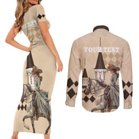 Personalized Kentucky Horse Racing Couples Matching Short Sleeve Bodycon Dress and Long Sleeve Button Shirt Derby Lady Riding Horse Twin Spires - Wonder Print Shop