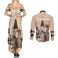 Personalized Kentucky Horse Racing Couples Matching Summer Maxi Dress and Long Sleeve Button Shirt Derby Lady Riding Horse Twin Spires - Wonder Print Shop