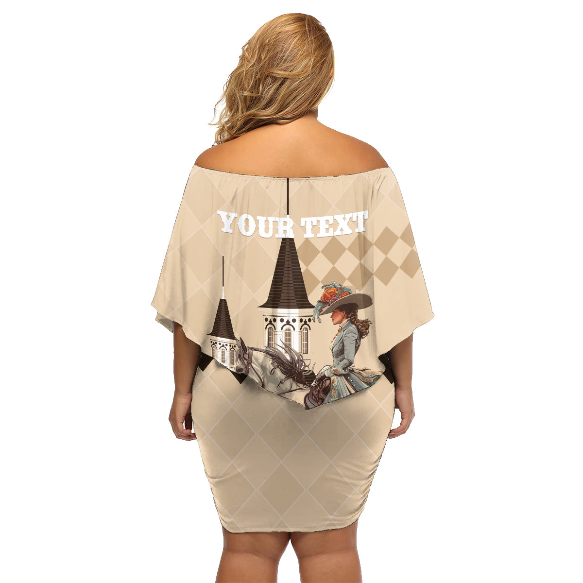 Personalized Kentucky Horse Racing Family Matching Off Shoulder Short Dress and Hawaiian Shirt Derby Lady Riding Horse Twin Spires - Wonder Print Shop