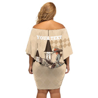 Personalized Kentucky Horse Racing Family Matching Off Shoulder Short Dress and Hawaiian Shirt Derby Lady Riding Horse Twin Spires - Wonder Print Shop