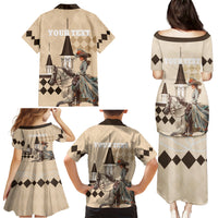 Personalized Kentucky Horse Racing Family Matching Puletasi and Hawaiian Shirt Derby Lady Riding Horse Twin Spires - Wonder Print Shop