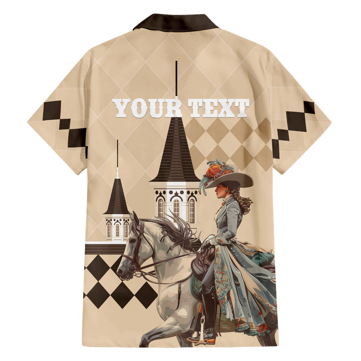Personalized Kentucky Horse Racing Hawaiian Shirt Derby Lady Riding Horse Twin Spires - Wonder Print Shop
