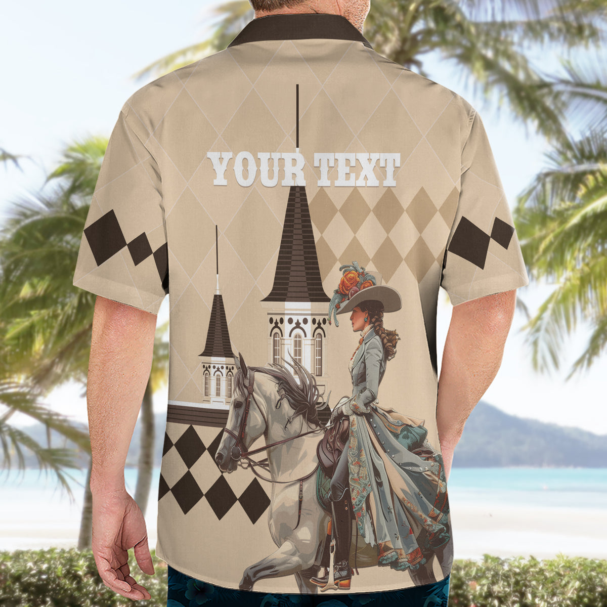 Personalized Kentucky Horse Racing Hawaiian Shirt Derby Lady Riding Horse Twin Spires - Wonder Print Shop