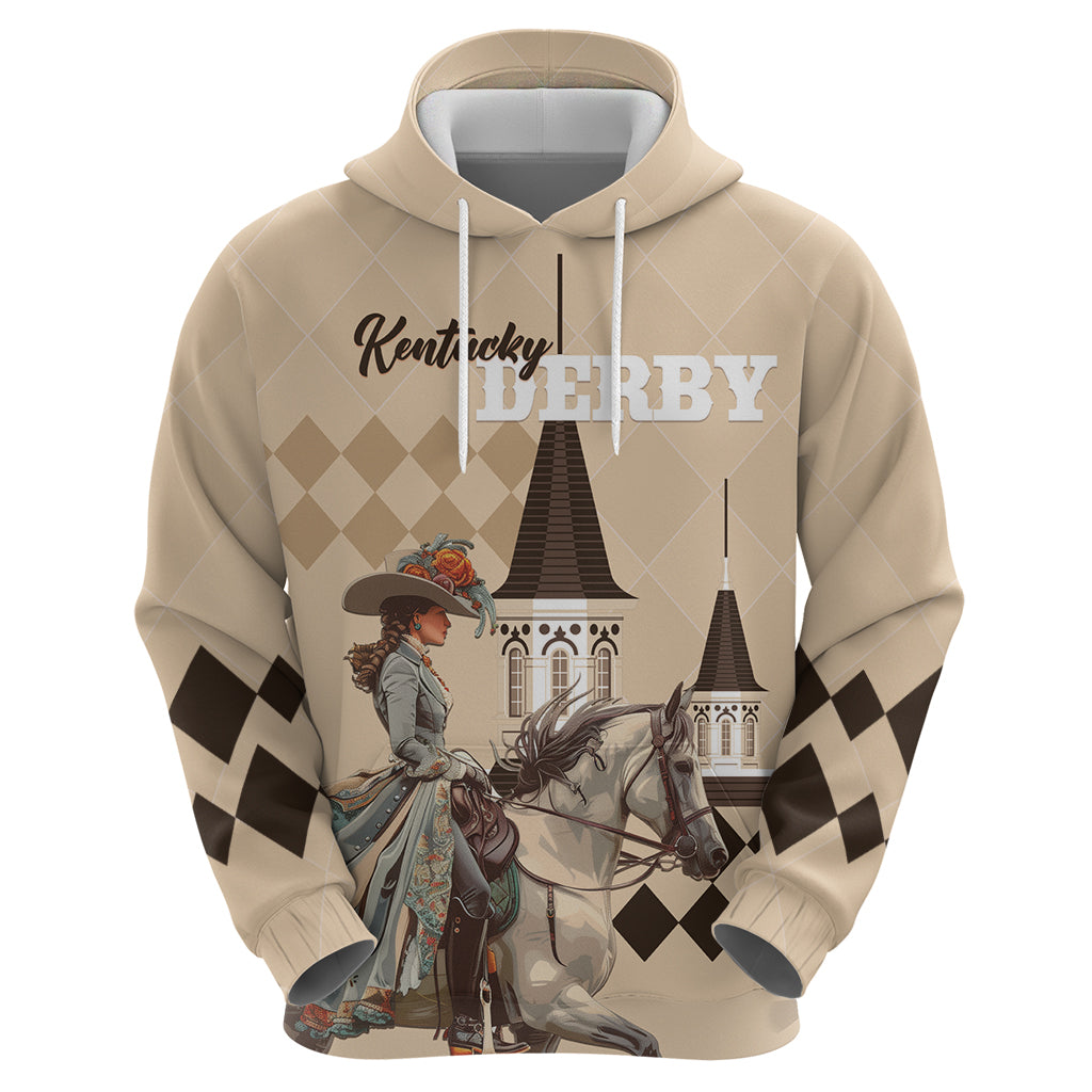 Personalized Kentucky Horse Racing Hoodie Derby Lady Riding Horse Twin Spires - Wonder Print Shop