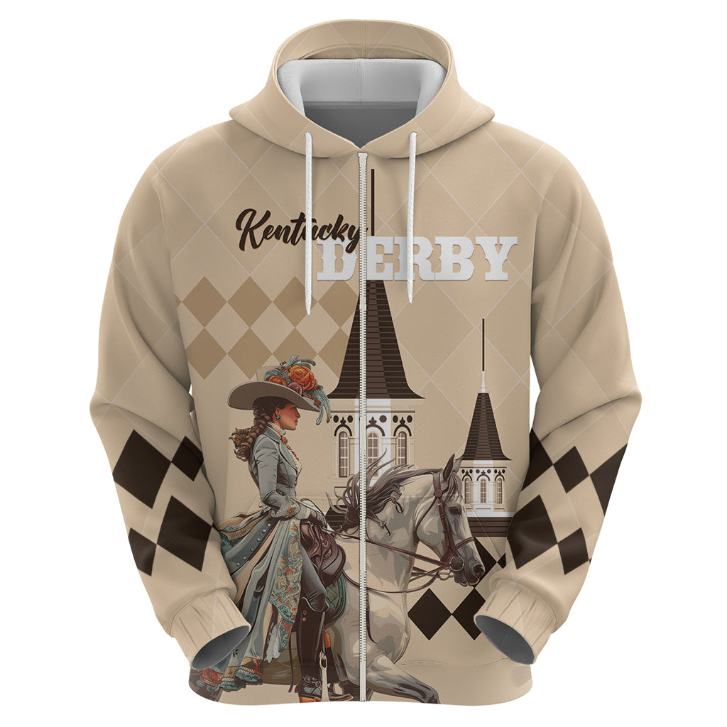 Personalized Kentucky Horse Racing Hoodie Derby Lady Riding Horse Twin Spires - Wonder Print Shop