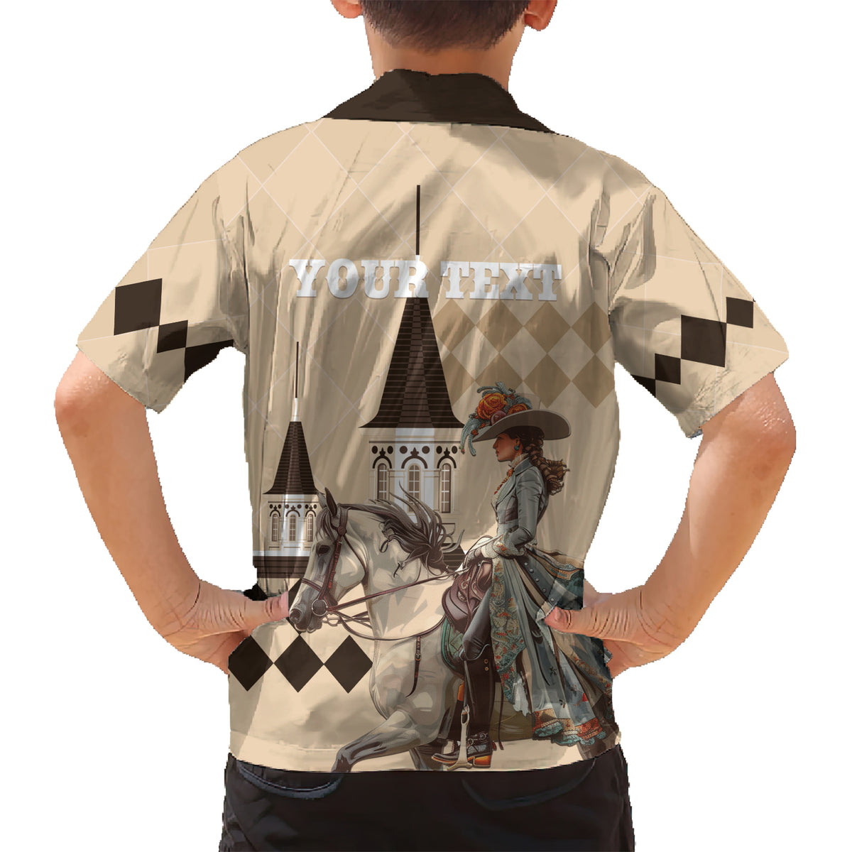 Personalized Kentucky Horse Racing Kid Hawaiian Shirt Derby Lady Riding Horse Twin Spires - Wonder Print Shop