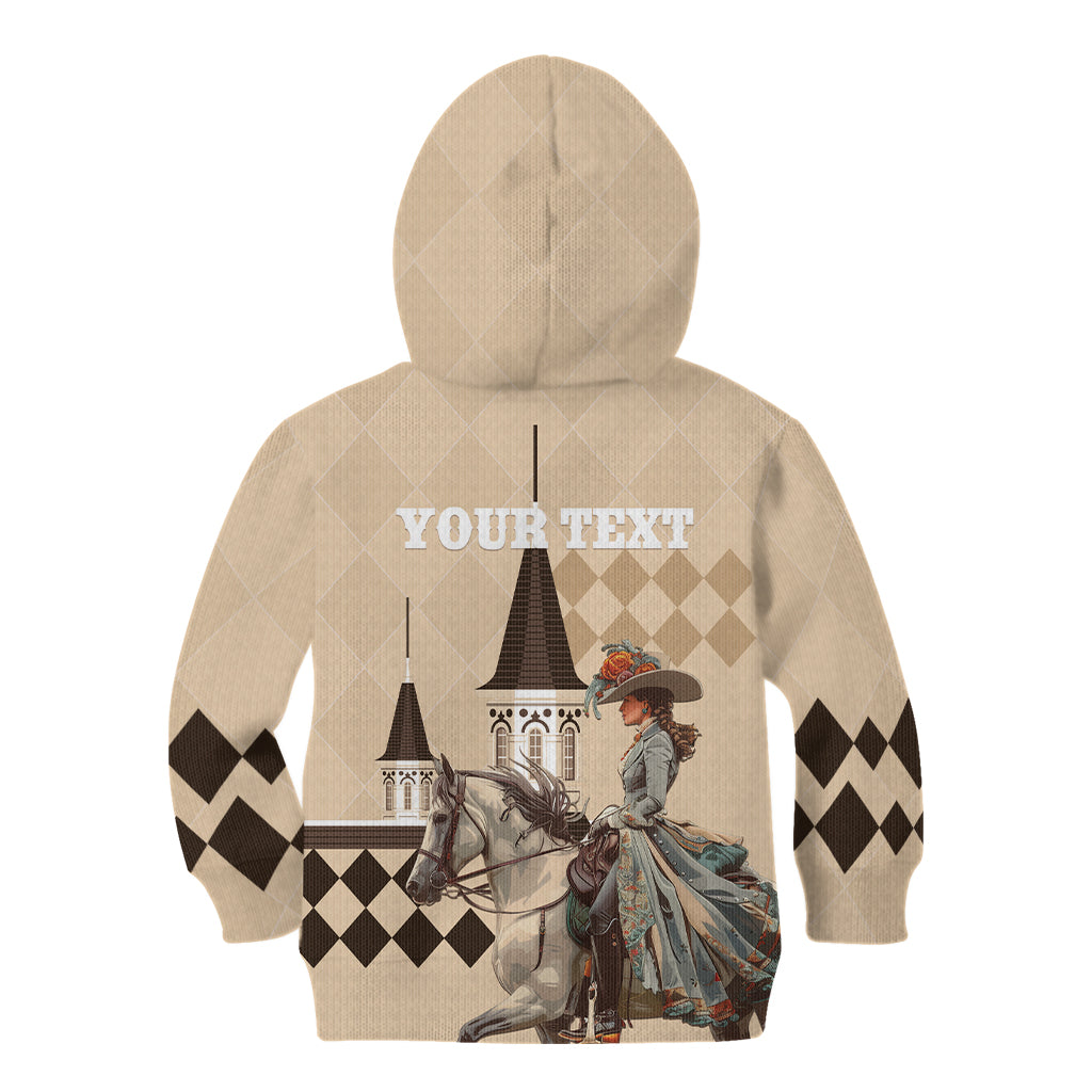 Personalized Kentucky Horse Racing Kid Hoodie Derby Lady Riding Horse Twin Spires - Wonder Print Shop